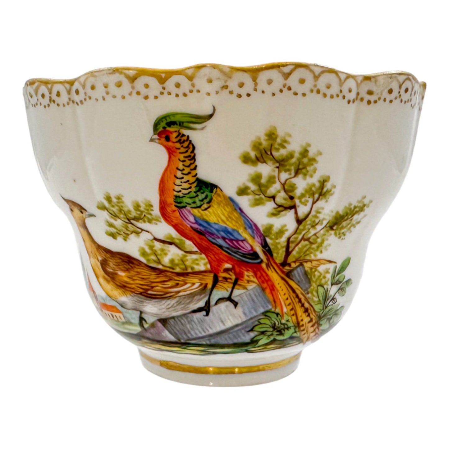 Early 19th century Meissen porcelain "Birds of Paradise" coffee cup and saucer