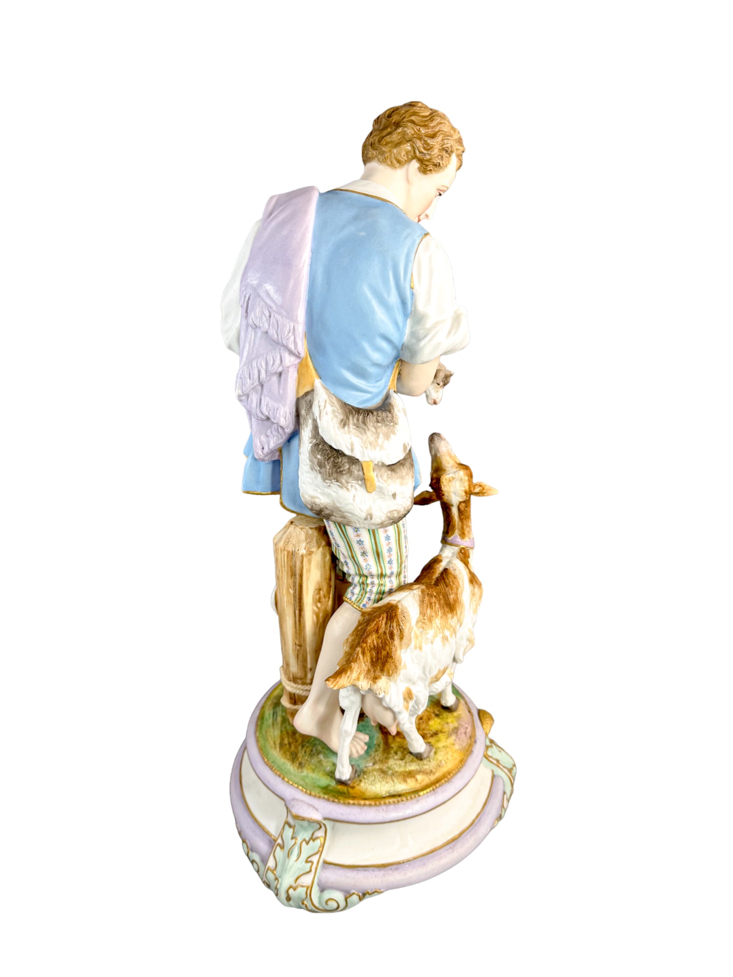 Rare monumental Vion & Baury French bisque porcelain figures 60 cm, Rococo Revival pastoral scene c.1870