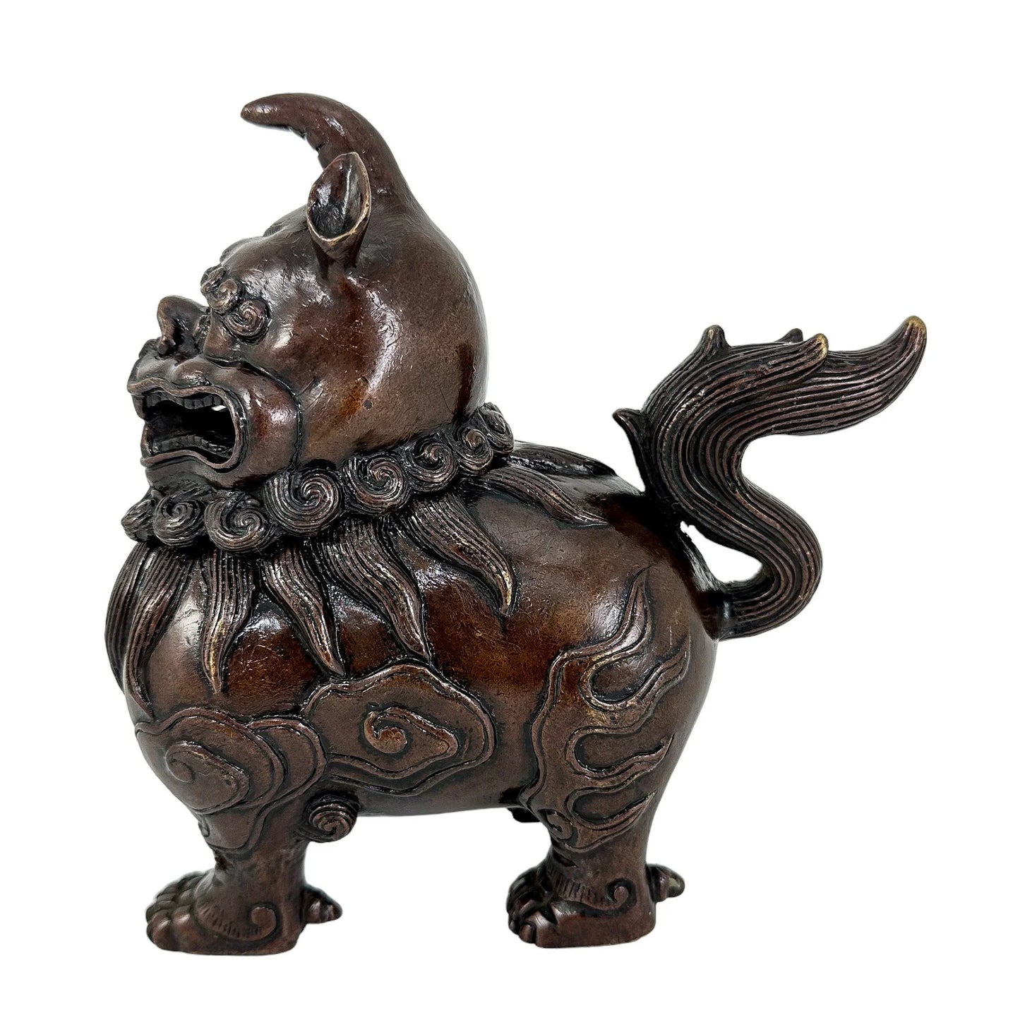 Chinese Luduan mythical unicorn beast bronze censer / incense burner