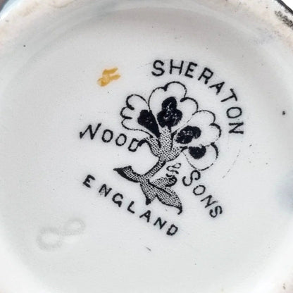 Edwardian Wood & Sons "Sheraton" Chinoiserie polychrome blossom tree cylinder pair of vases