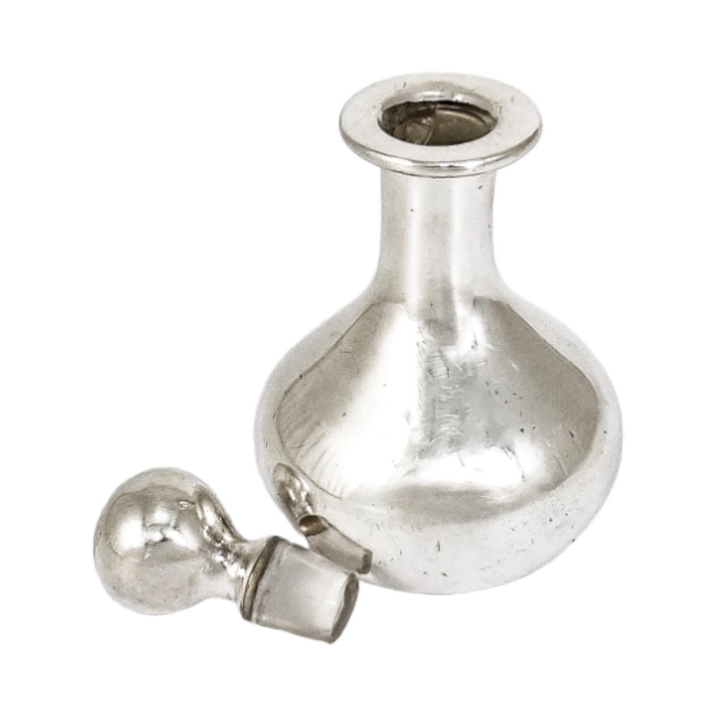 1910's American perfume scent bottle with full sterling silver overlay