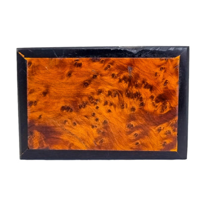 Art Deco burr amboyna table cigarette holder box / vide poche