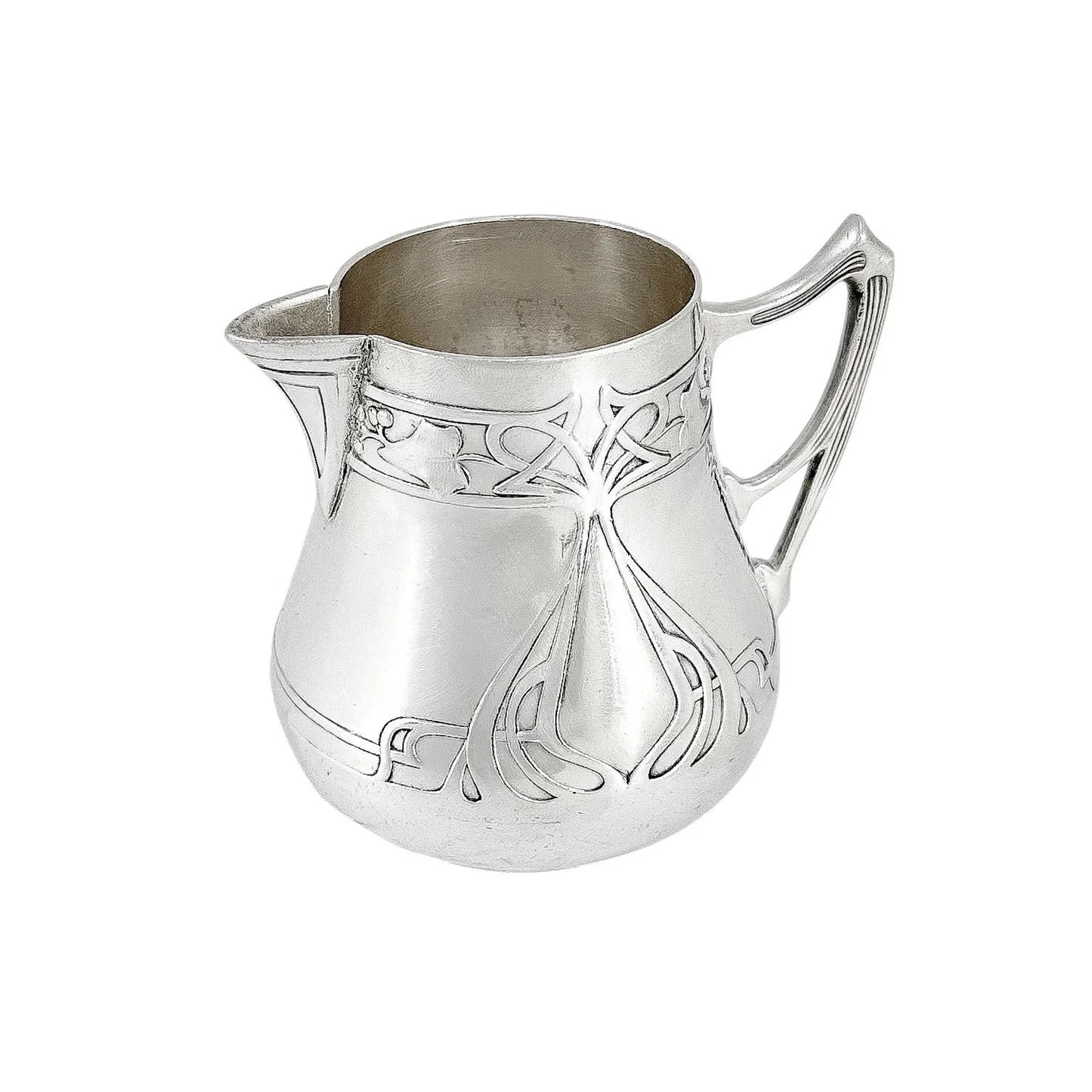 Silver plated WMF Art Nouveau Jugendstil five-piece tea and coffee set on tray