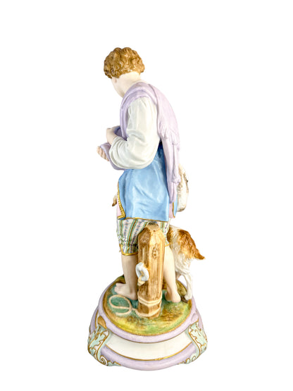 Rare monumental Vion & Baury French bisque porcelain figures 60 cm, Rococo Revival pastoral scene c.1870