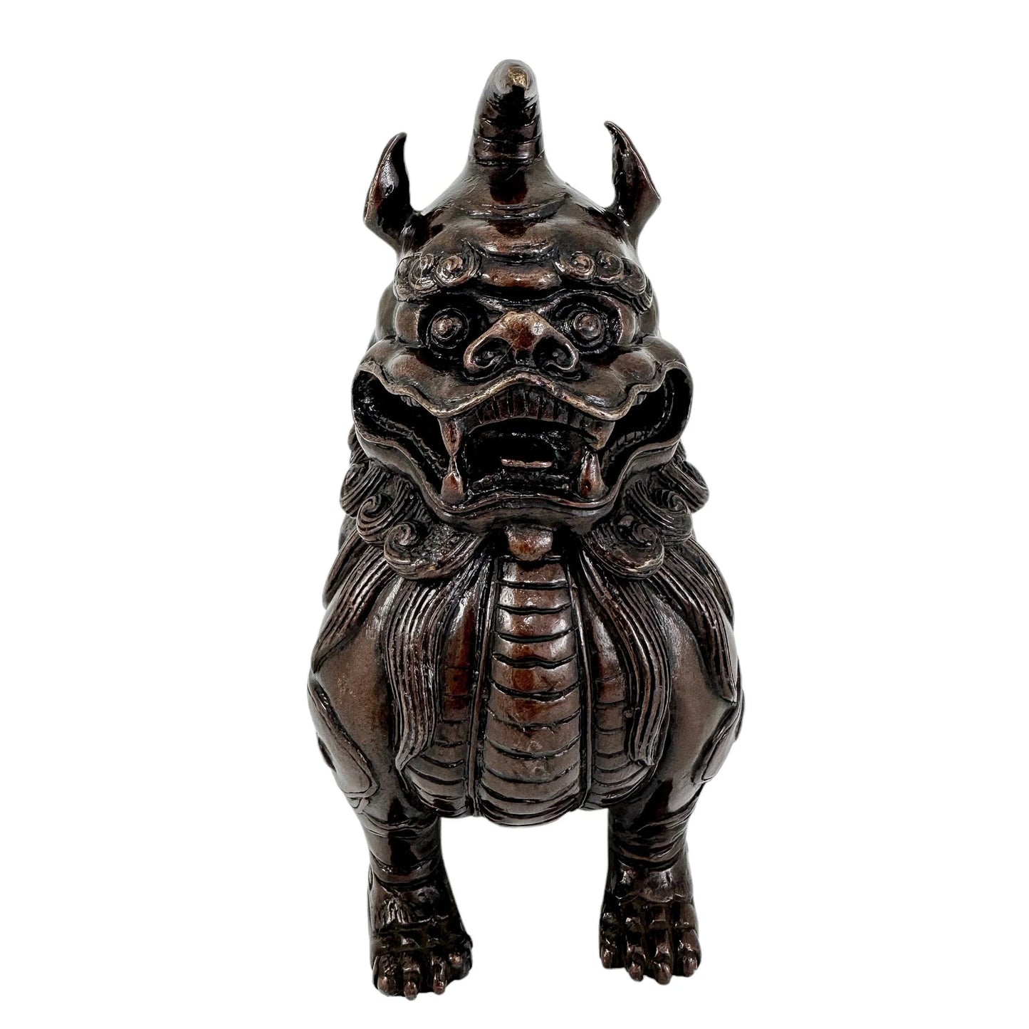Chinese Luduan mythical unicorn beast bronze censer / incense burner