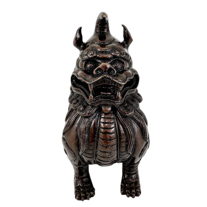 Chinese Luduan mythical unicorn beast bronze censer / incense burner