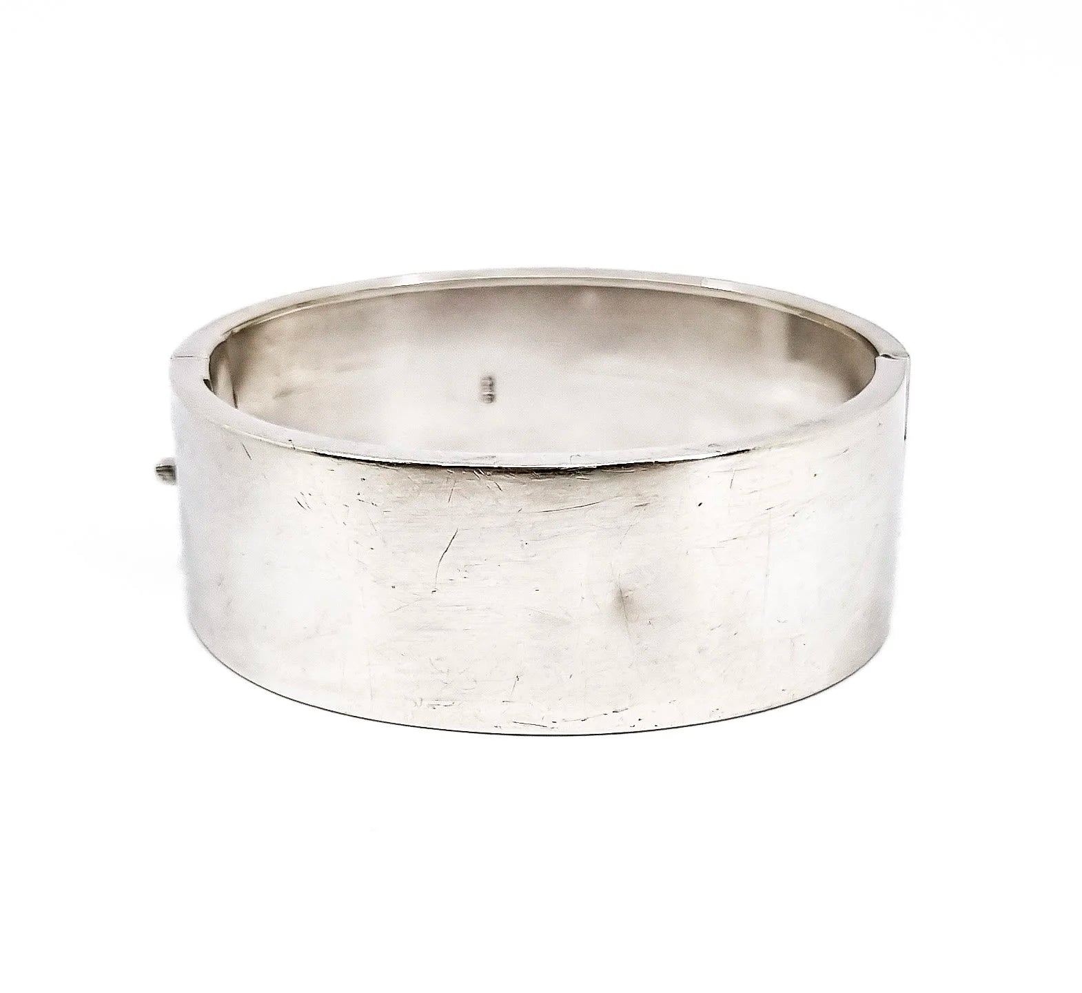 Large Victorian sterling silver Aesthetic cuff bangle / wide bracelet engraved with roses