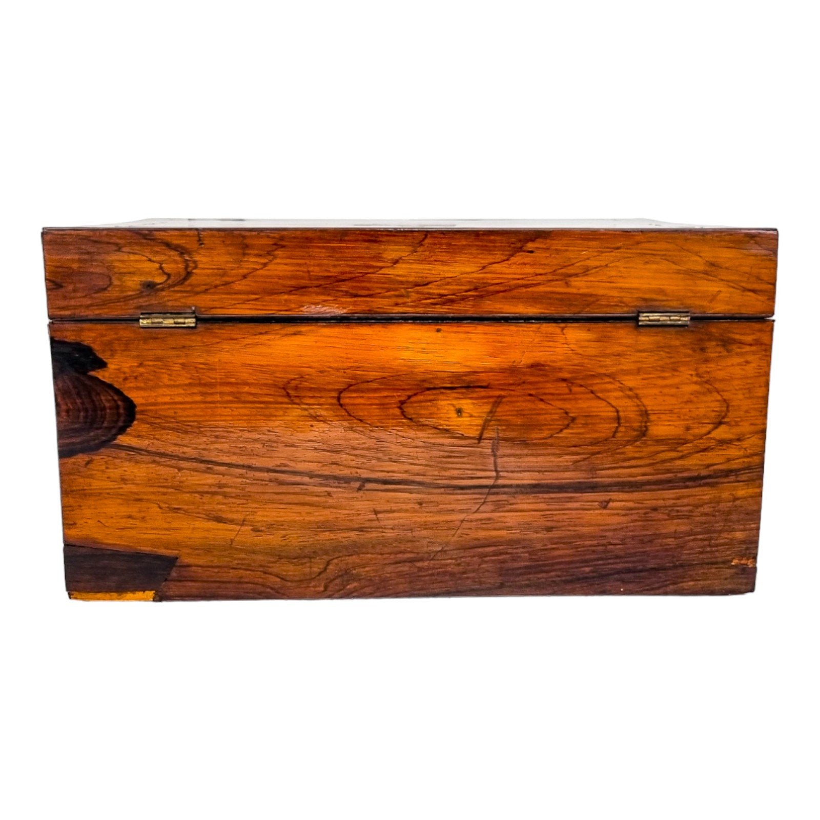 Victorian rosewood jewellery case/ lady's work box inlaid with mother-of-pearl