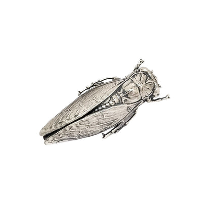 Unusual Art Nouveau sterling silver cicada locust beetle brooch