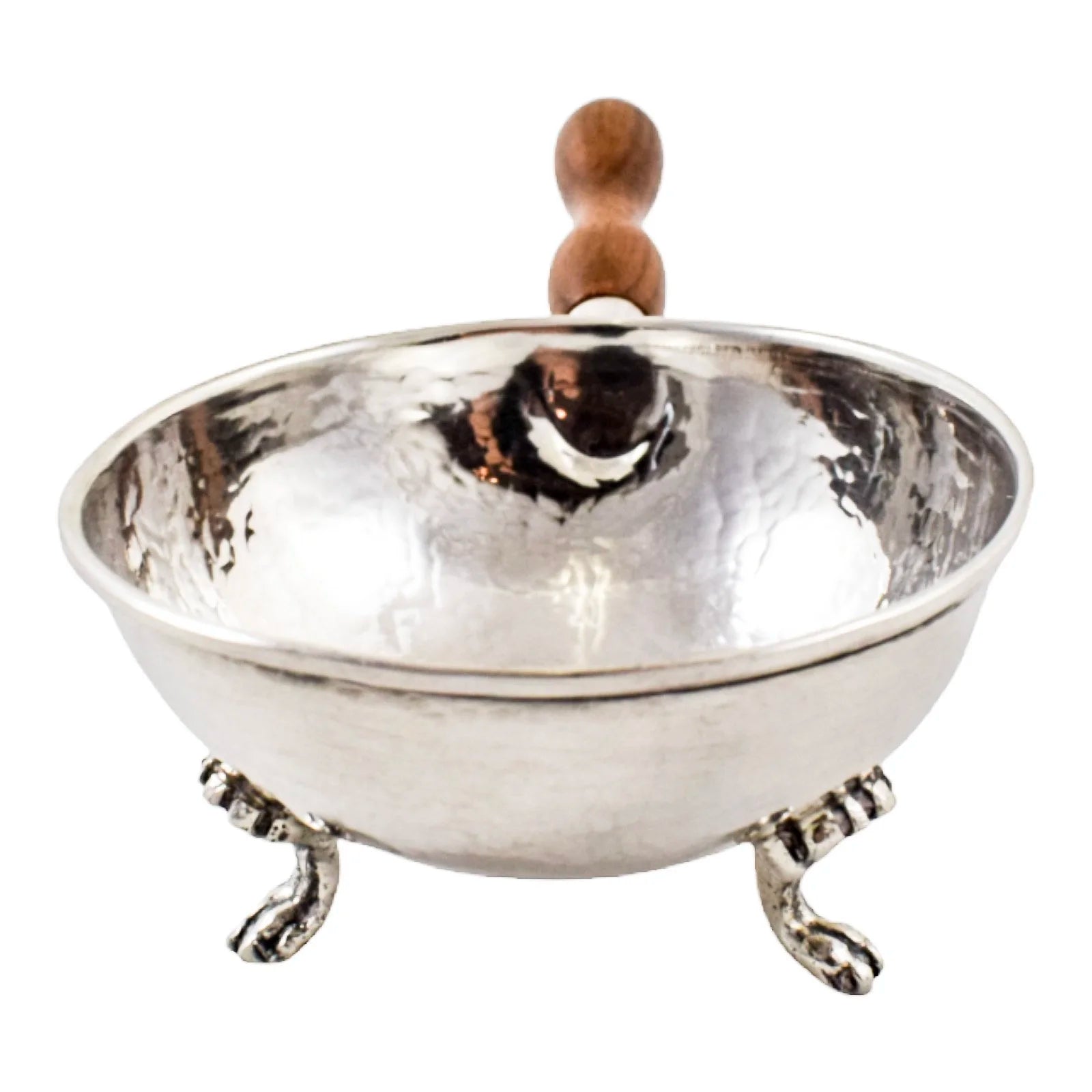 Vintage Bogota sterling silver hand-hammered wine taster tastevin on lion paw feet