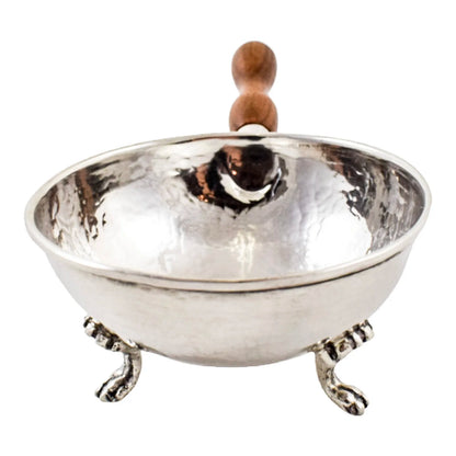 Vintage Bogota sterling silver hand-hammered wine taster tastevin on lion paw feet