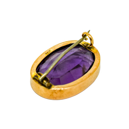 Large Victorian 25ct amethyst statement brooch, 9ct yellow gold
