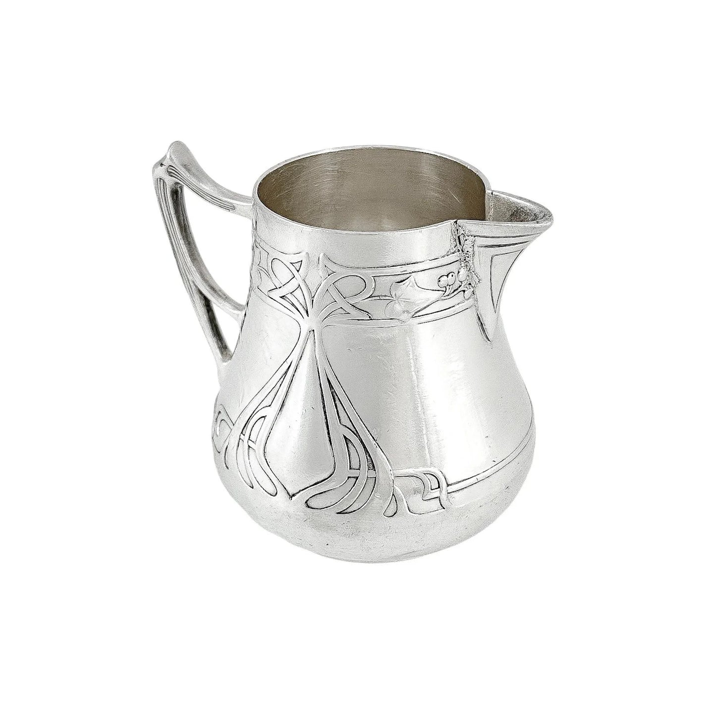 Silver plated WMF Art Nouveau Jugendstil five-piece tea and coffee set on tray