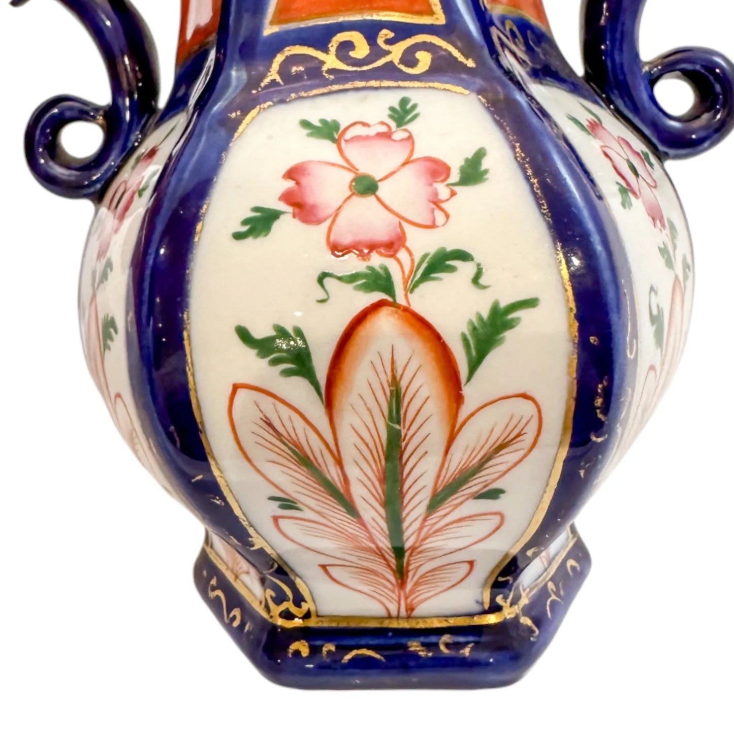 Georgian pair Mason's Ironstone pottery double handled baluster octagonal vases