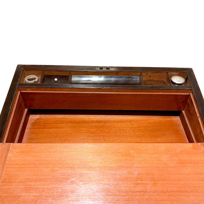 Victorian mahogany writing slope, brass inlay, secret drawers