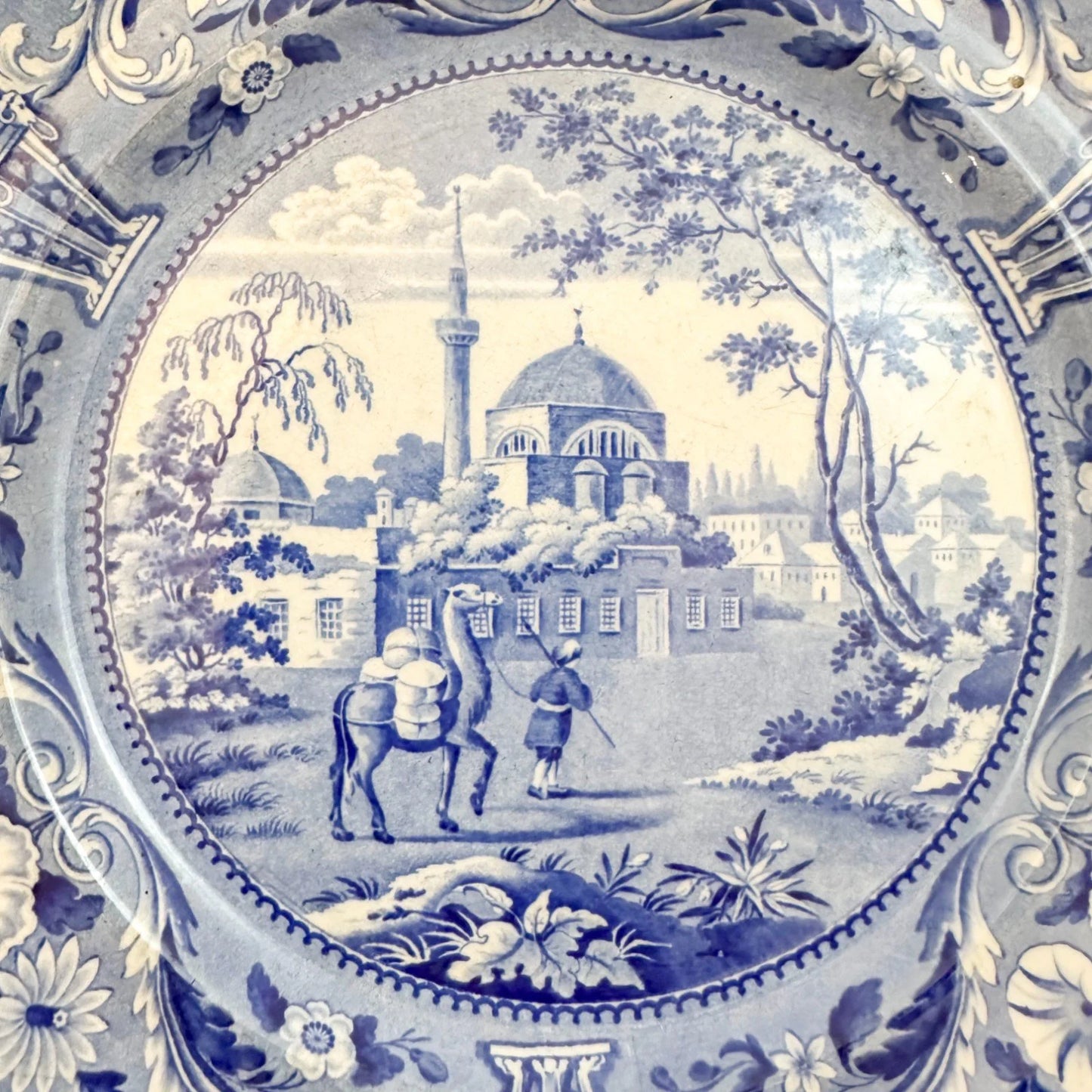 Georgian Staffordshire blue and white transferware Tchiurluk Ottoman dinner plate