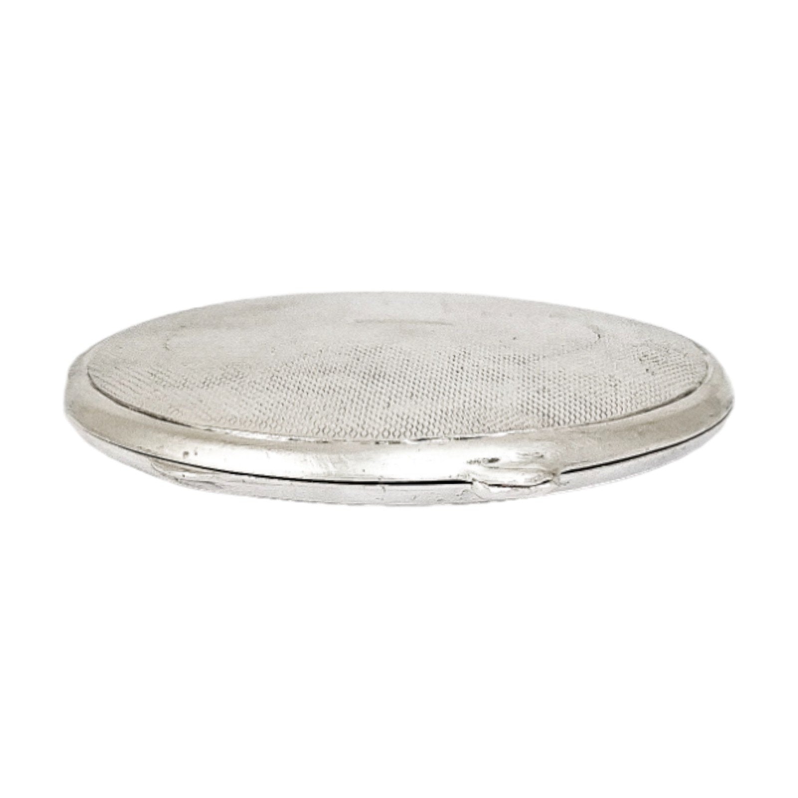Art Deco sterling silver engine-turned powder compact case, vacant cartouche