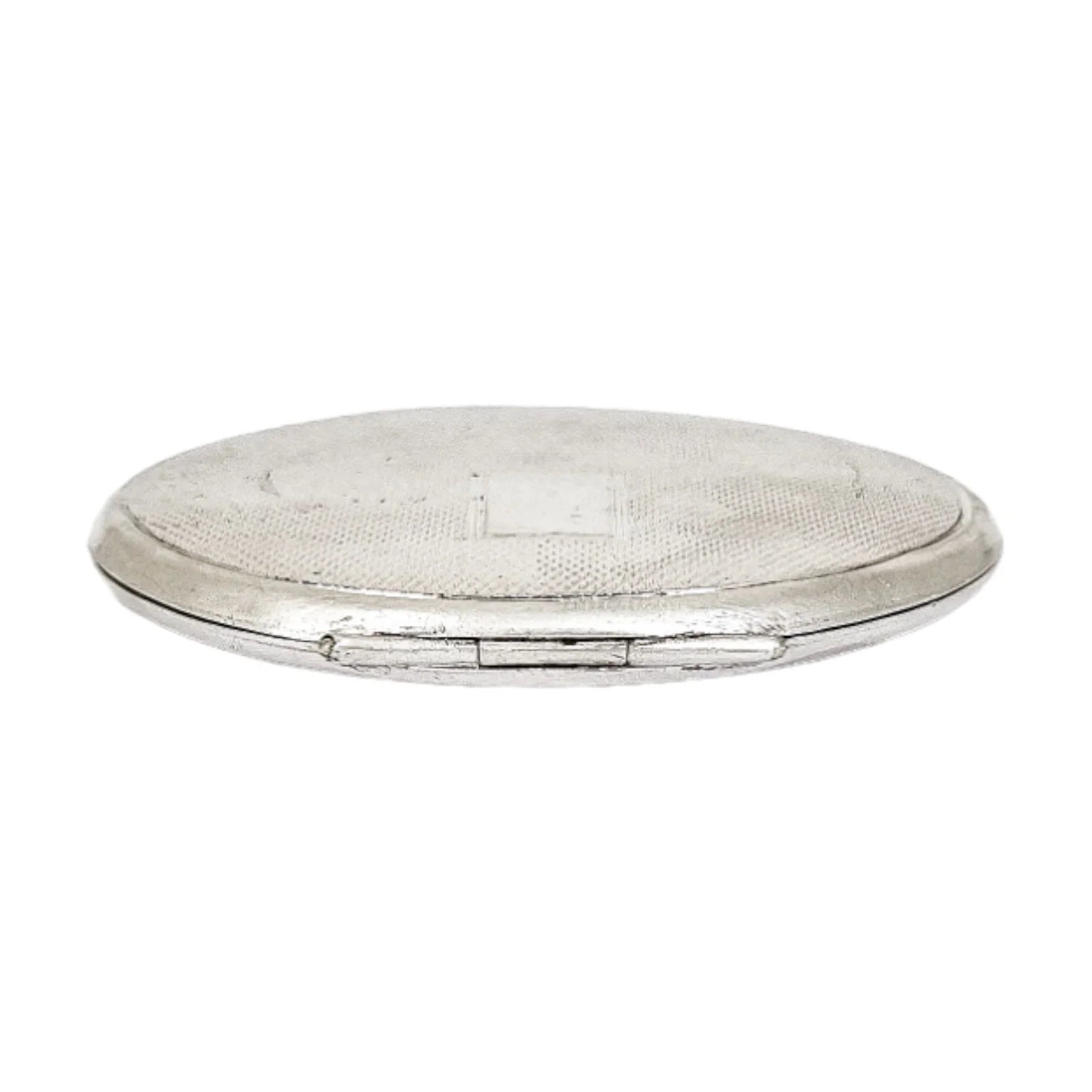Art Deco sterling silver engine-turned powder compact case, vacant cartouche