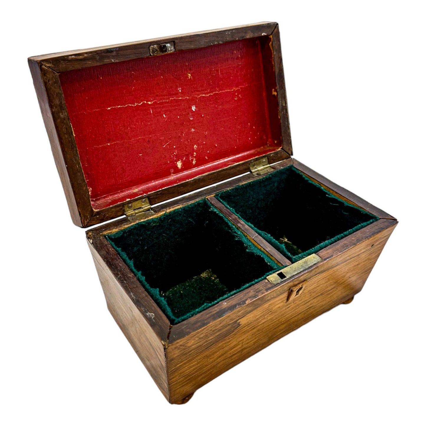 Victorian mahogany sarcophagus shape 2-section small tea caddy