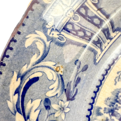 Georgian Staffordshire blue and white transferware Tchiurluk Ottoman dinner plate