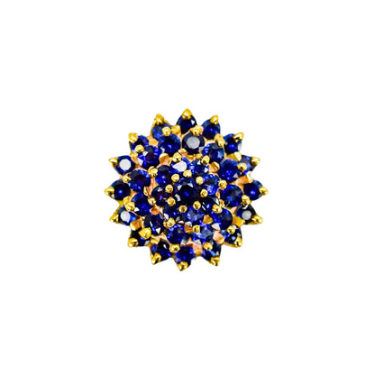 Vintage 9ct yellow gold tiered cluster 37 sapphire statement ring, size L