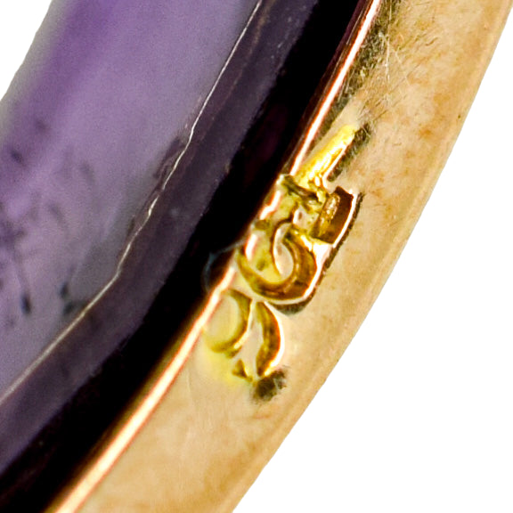 Large Victorian 25ct amethyst statement brooch, 9ct yellow gold