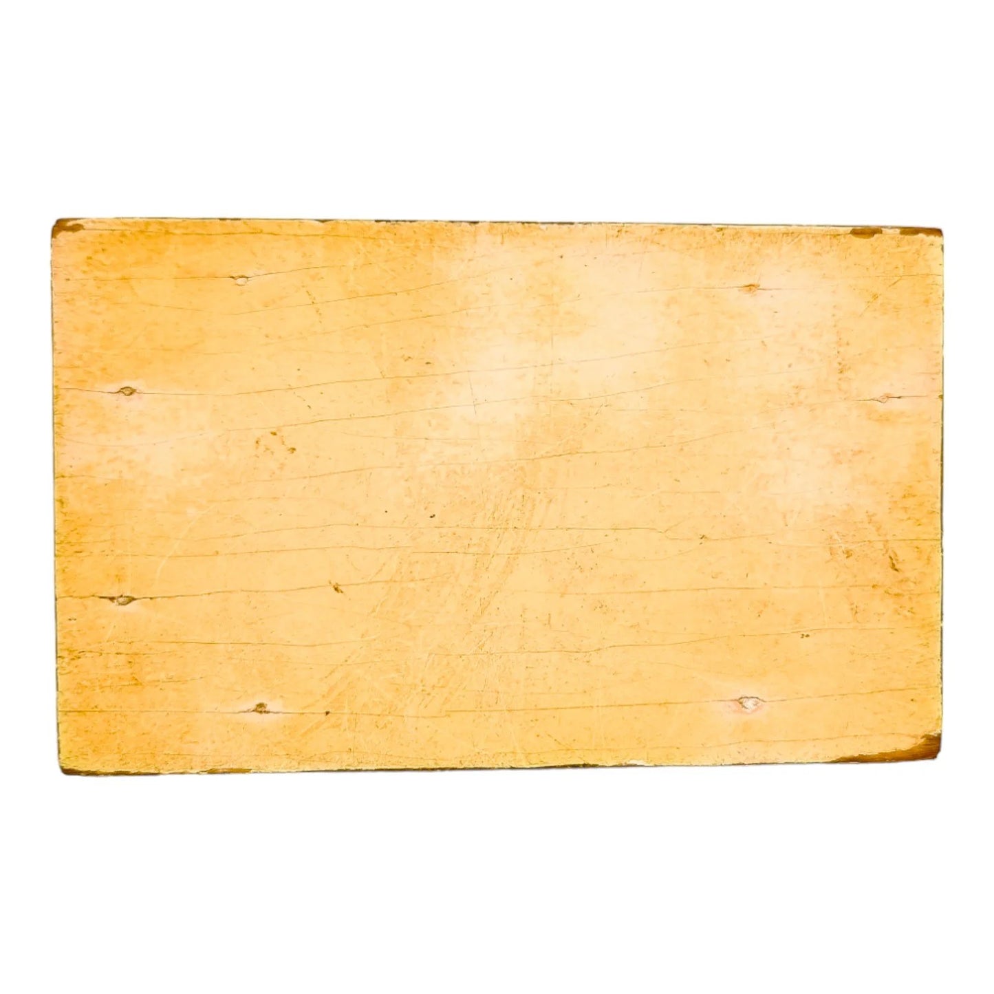 Georgian style rustic painted yellow wood storage box with pull out tray and ladybird