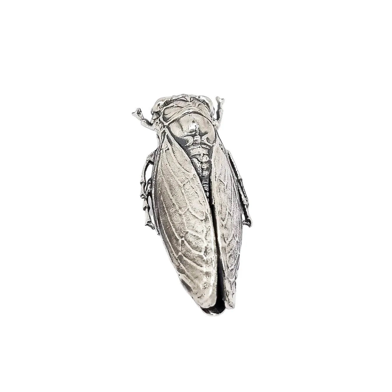 Unusual Art Nouveau sterling silver cicada locust beetle brooch
