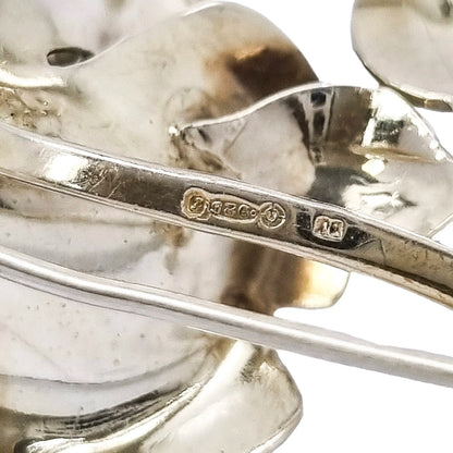 1960’s large brushed sterling silver rose spray brooch