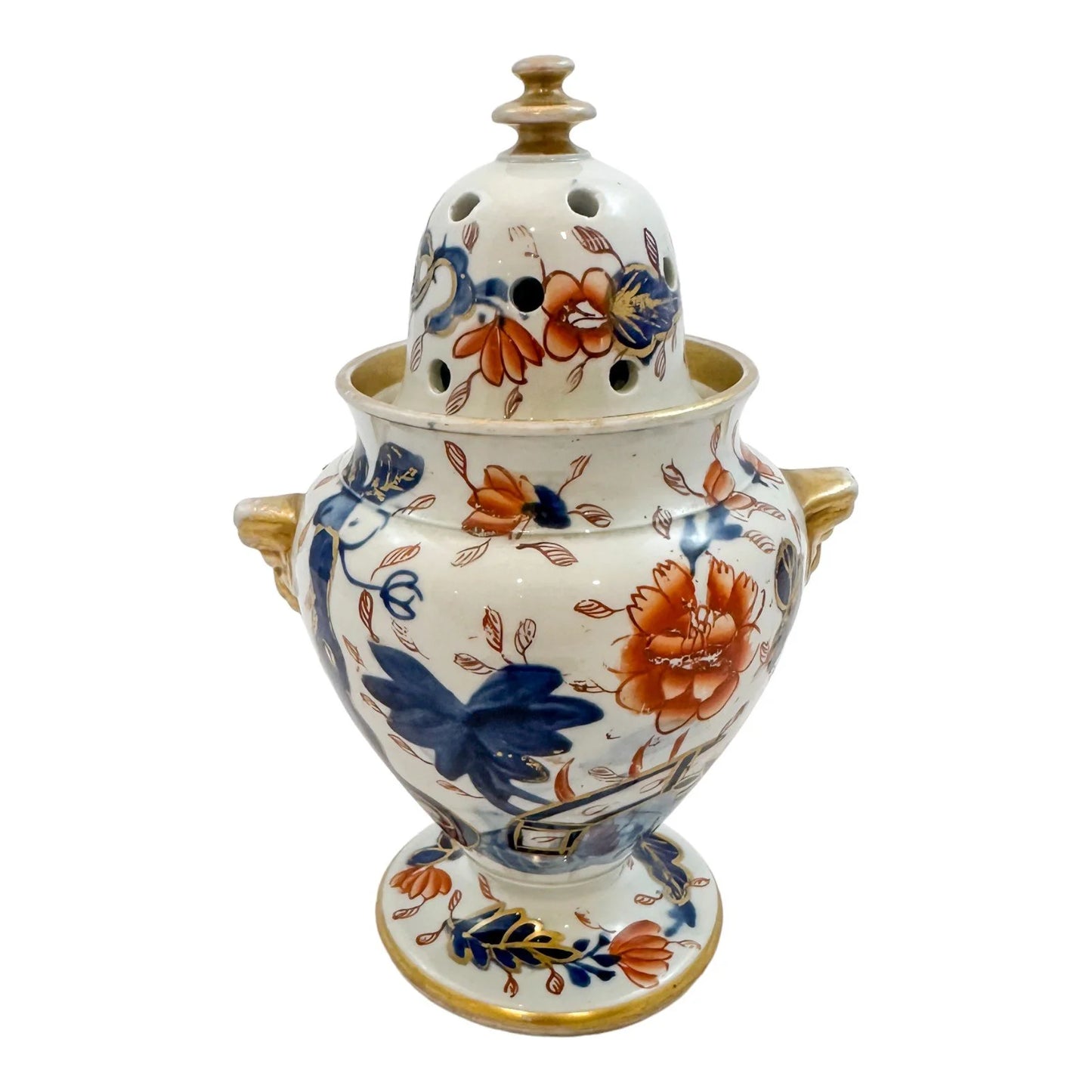 Georgian Mason's Ironstone pot pourri vase / incense burner in "Fence Japan" design