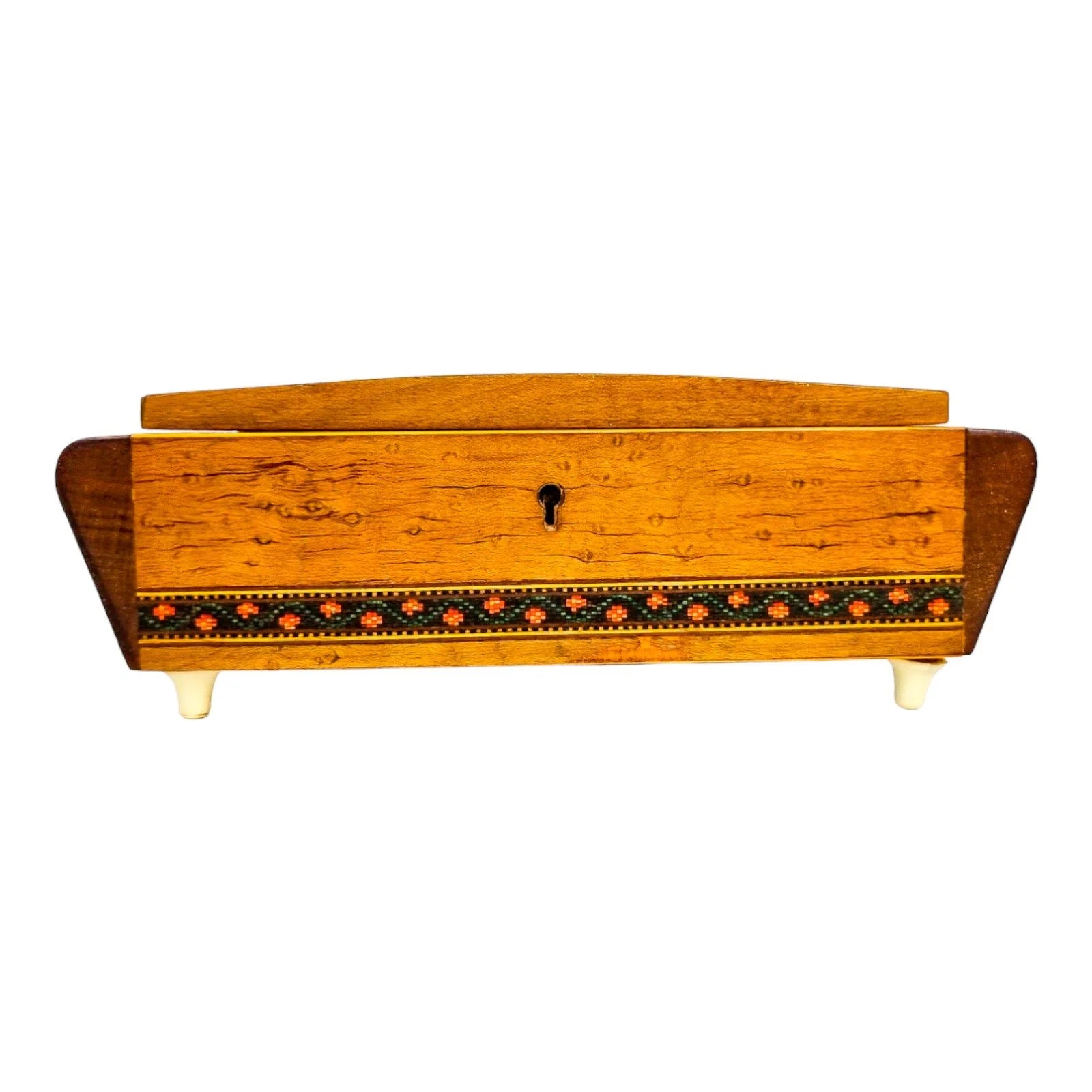 Art Deco Sorrento sarcophagus jewellery box with internal mirror