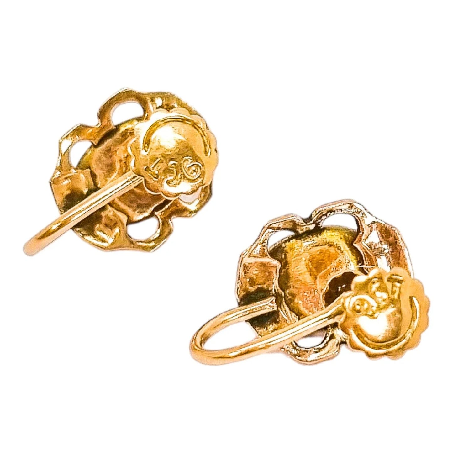 Antique 9ct yellow gold pinfire opal screw-back earrings