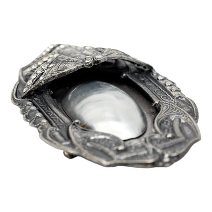 1980's Ermani Bulatti silvered mother-of-pearl large statement beetle brooch