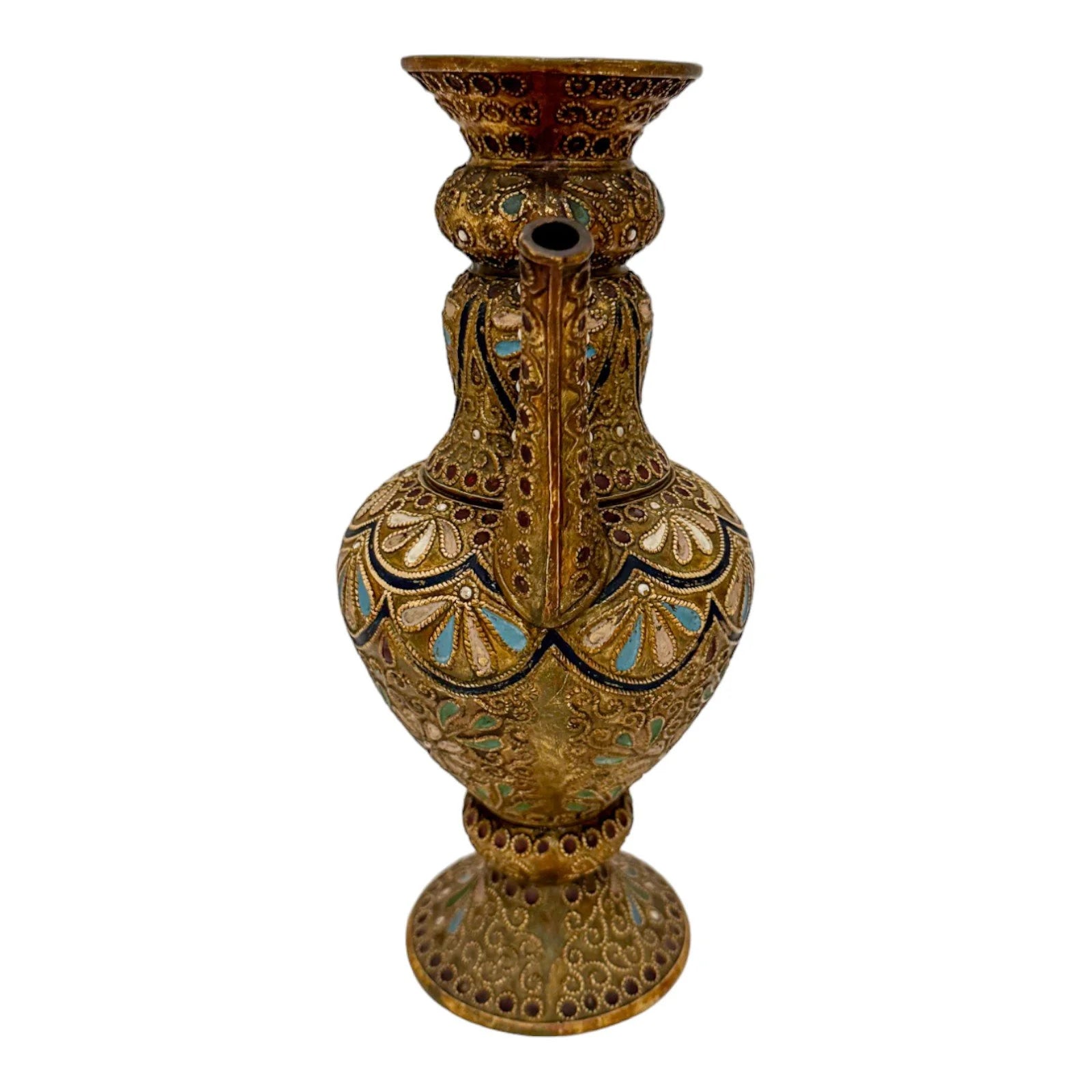 1890's Wilhelm Schiller & Sohn pottery ewer in Islamic style