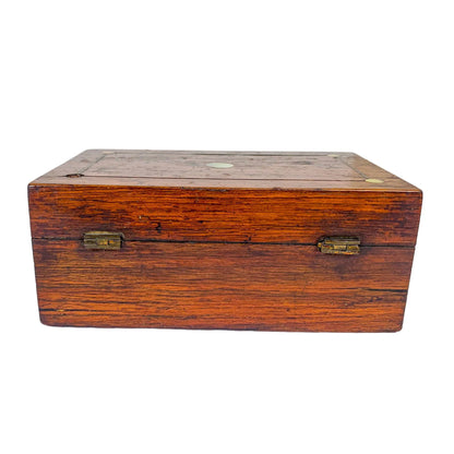 Victorian mahogany and mother of pearl jewellery trinket storage box