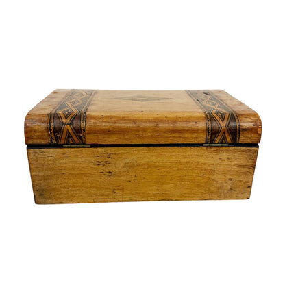 Victorian domed Tunbridge Ware storage jewellery box with lift out tray
