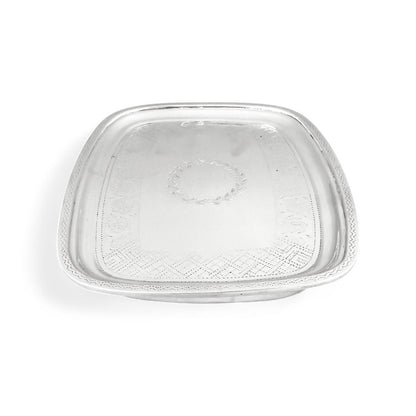 George III Scottish sterling silver teapot stand / vide poche