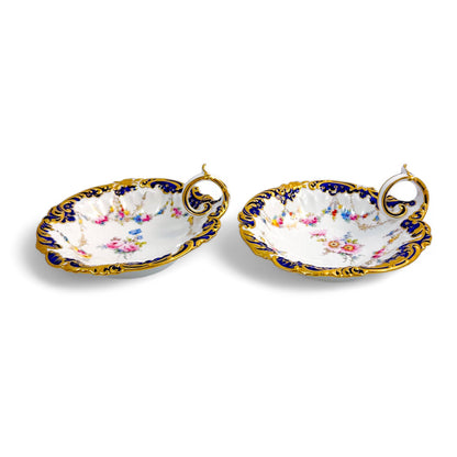 Edwardian Royal Crown Derby porcelain shell-shaped butter or caviar serving dishes
