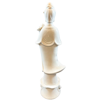 Blanc de Chine porcelain figurine of "Quan Yin on Lotus Blossom"