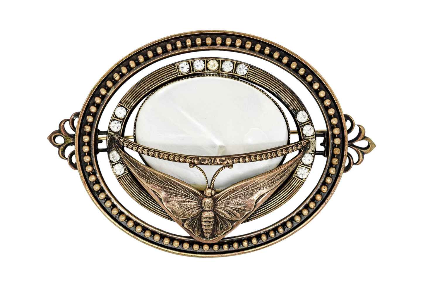 Vintage Ermani Bulatti huge bronzed mother-of-pearl butterfly statement brooch