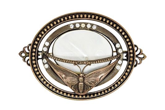 Vintage Ermani Bulatti huge bronzed mother-of-pearl butterfly statement brooch
