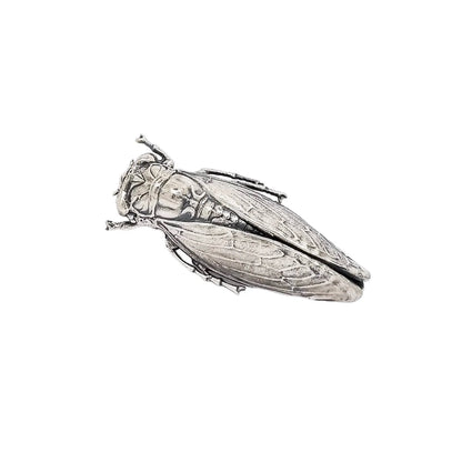 Unusual Art Nouveau sterling silver cicada locust beetle brooch