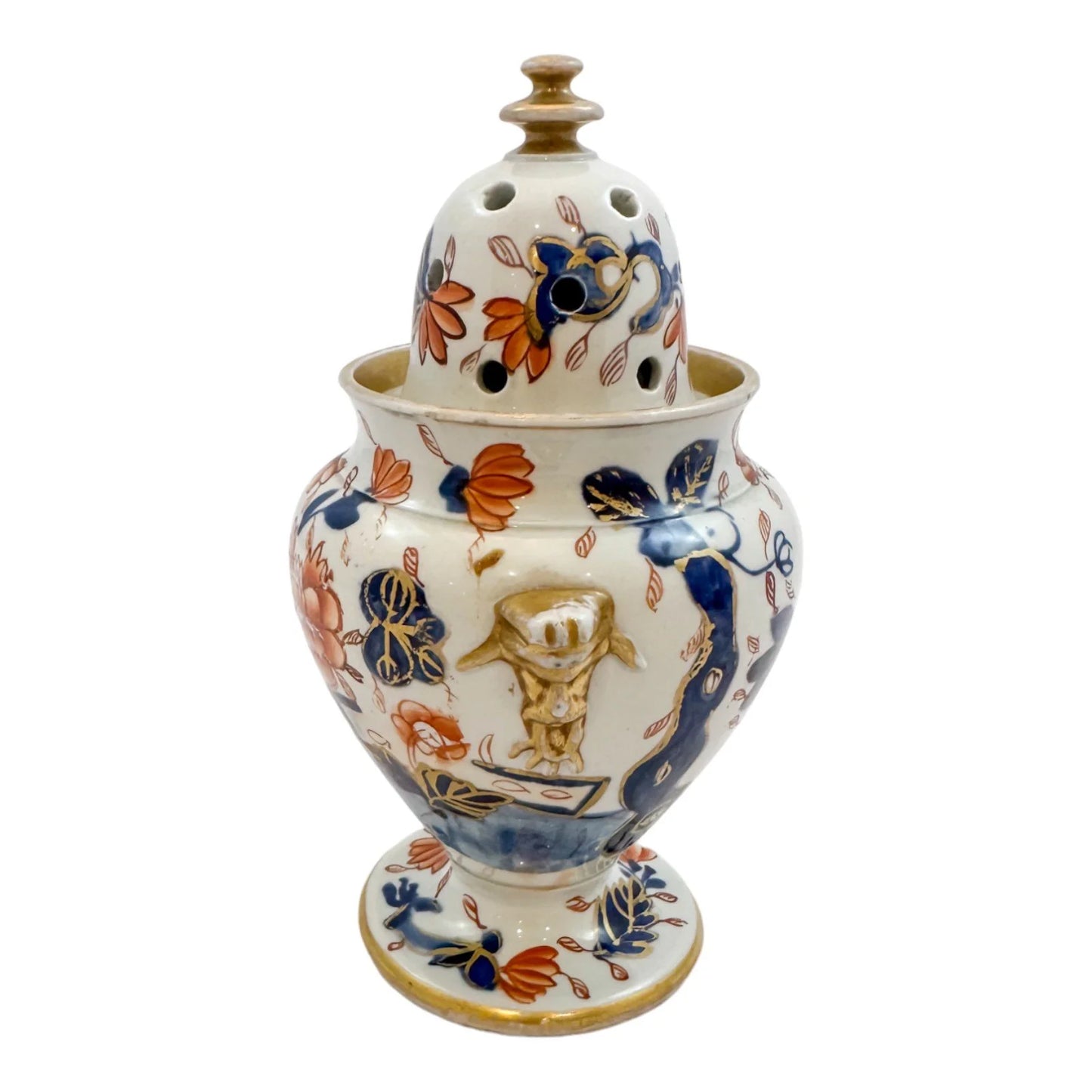 Georgian Mason's Ironstone pot pourri vase / incense burner in "Fence Japan" design