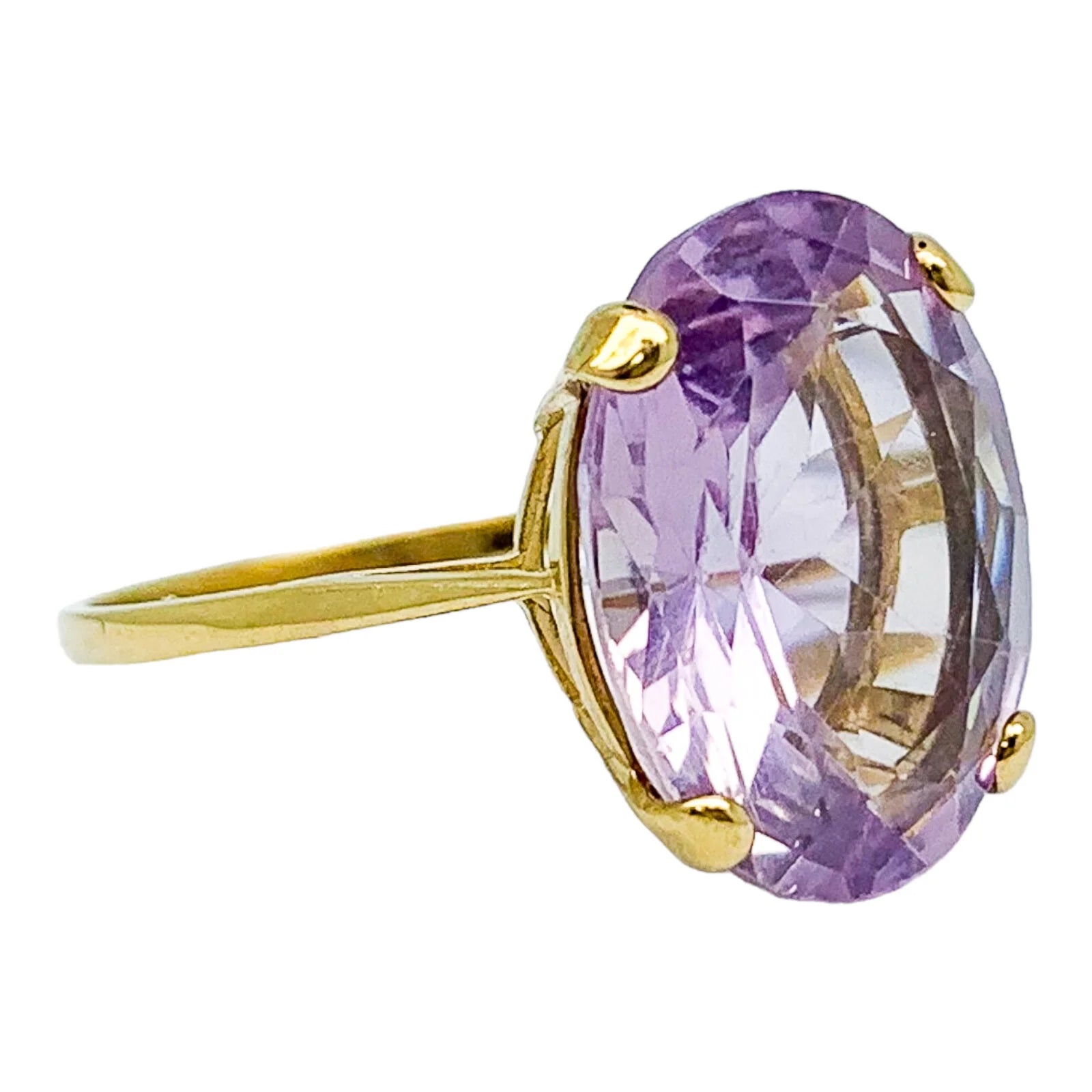 Huge vintage 8.15ct amethyst statement cocktail ring, 9kt yellow gold, size P