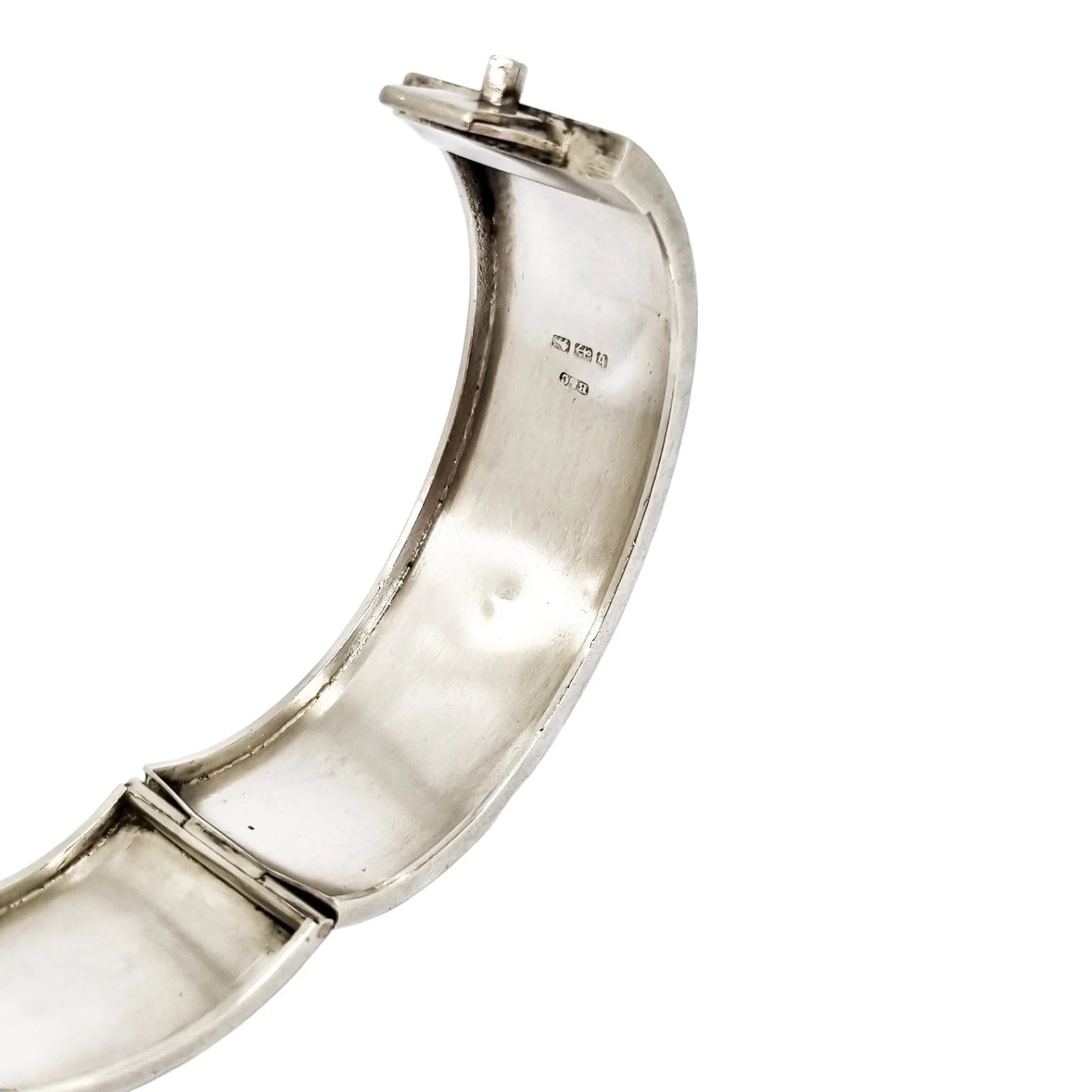 Large Victorian sterling silver Aesthetic cuff bangle / wide bracelet engraved with roses