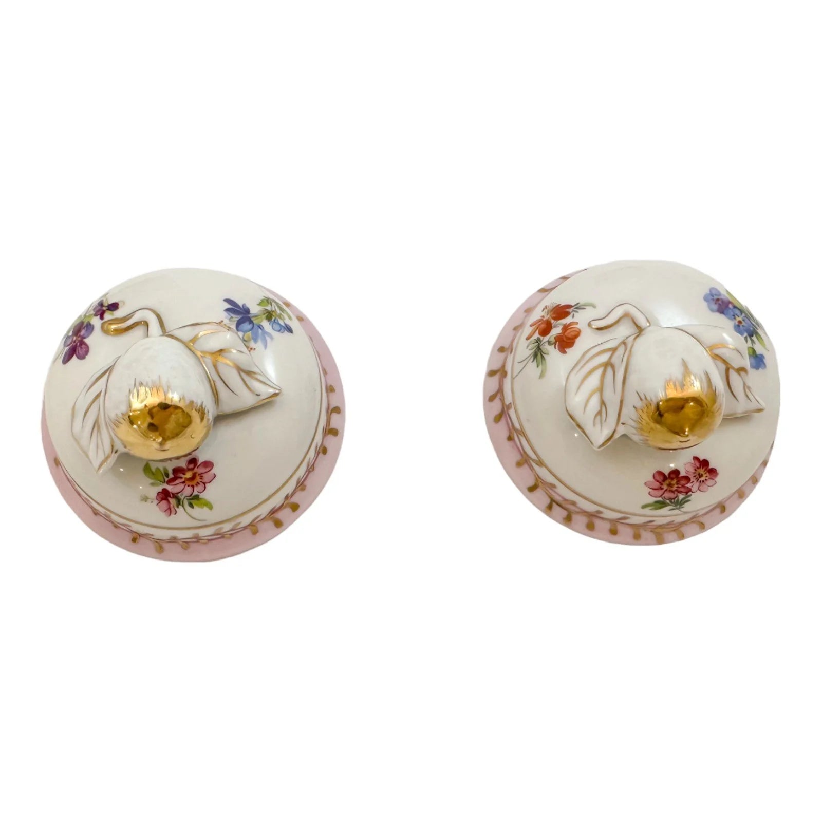 Pair of Royal Europe porcelain ginger jars with moulded lids and hand-painted with flowers