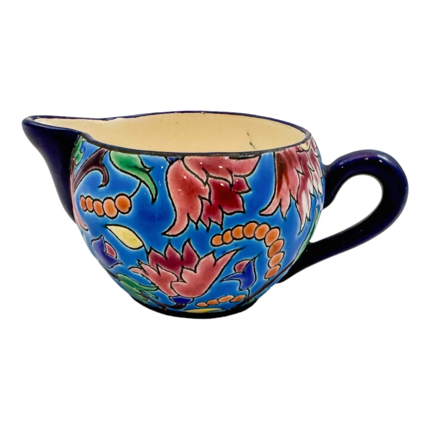 1930's Art Deco Longwy French cloisonné faience enamel pottery tea set, Japanese design