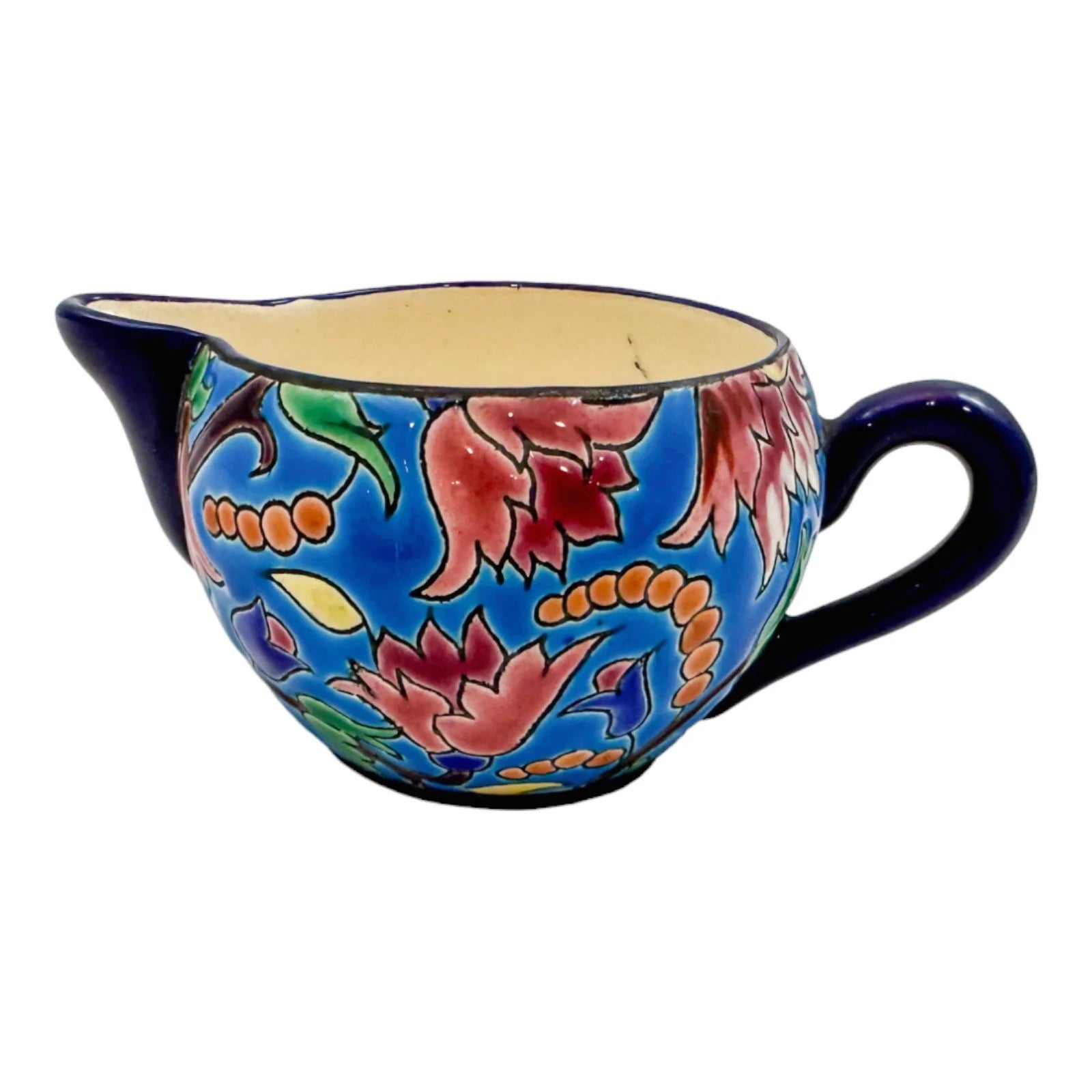1930's Art Deco Longwy French cloisonné faience enamel pottery tea set, Japanese design