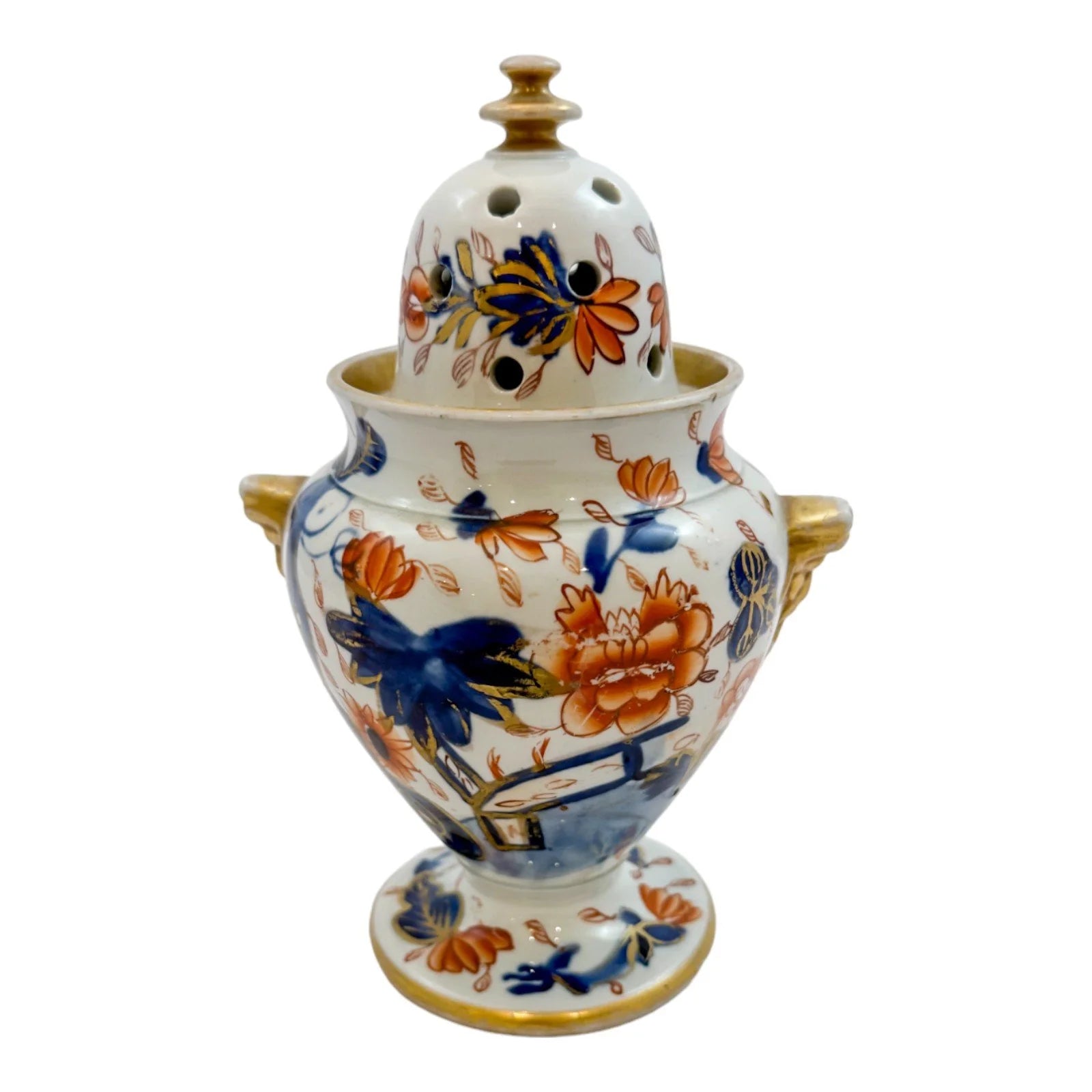 Georgian Mason's Ironstone pot pourri vase / incense burner in "Fence Japan" design