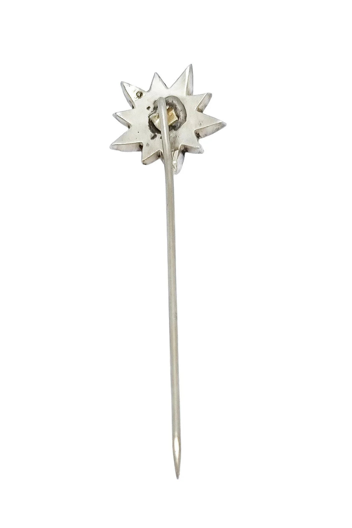 Victorian old mine cut paste 900 silver starburst hat / scarf / tie stick pin